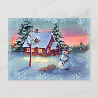 SNOWMAN EN SNOWFLAKES VAN SHARON SHARPE BRIEFKAART