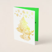 Snowman en Snowflakes, voor de zoete kerstboom Folie Kaarten (Voorkant)