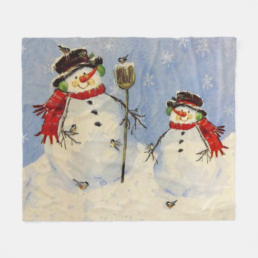Snowman en Son Fleece Deken (Voorkant (Horizontaal))