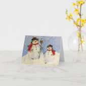Snowman en Son Kaart (Gele Bloem)
