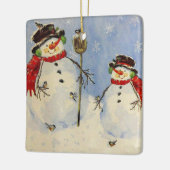 Snowman en Son Keramisch Ornament (Links)