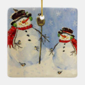 Snowman en Son Keramisch Ornament (Achterkant)