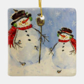 Snowman en Son Keramisch Ornament (Voorkant)