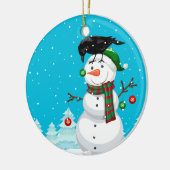 Snowman en The Raven Kerstmis Keramisch Ornament (Links)