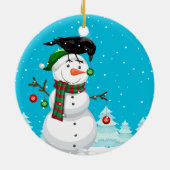 Snowman en The Raven Kerstmis Keramisch Ornament (Achterkant)