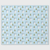 Snowman en Tree Light Blue Kerstmis Cadeaupapier (Vlak)