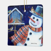 Snowman en Voedervoeder Keramisch Ornament (Links)