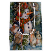 Snowman en vogel medium cadeauzakje (Achterkant)