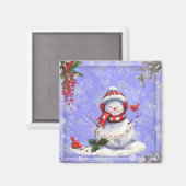 Snowman en vrienden met kerstmis magneet (Voorkant / Achterkant)