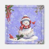 Snowman en vrienden met kerstmis magneet