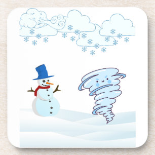 Snowman en wind in de winter bier onderzetter