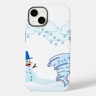 Snowman en wind in de winter Case-Mate iPhone 14 hoesje