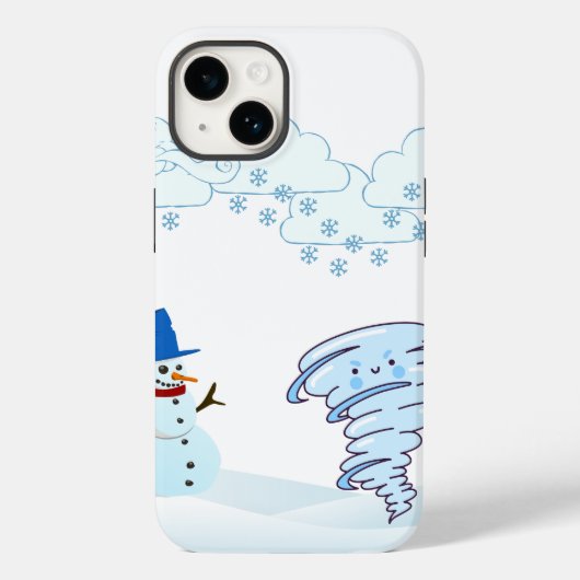 Snowman en wind in de winter Case-Mate iPhone case (Achterkant)