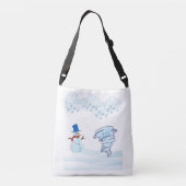 Snowman en wind in de winter crossbody tas (Achterkant)