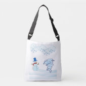 Snowman en wind in de winter crossbody tas (Voorkant)