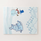Snowman en wind in de winter legpuzzel (Horizontaal)