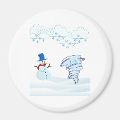 Snowman en wind in de winter magneet (Voorkant)