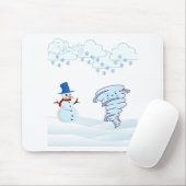 Snowman en wind in de winter muismat (Met muis)