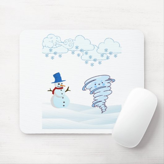 Snowman en wind in de winter muismat (Met muis)