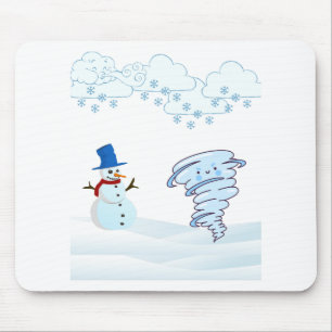 Snowman en wind in de winter muismat