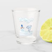 Snowman en wind in de winter shot glas (Voorkant)