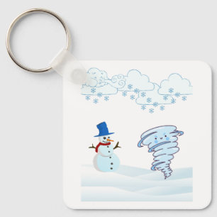 Snowman en wind in de winter sleutelhanger