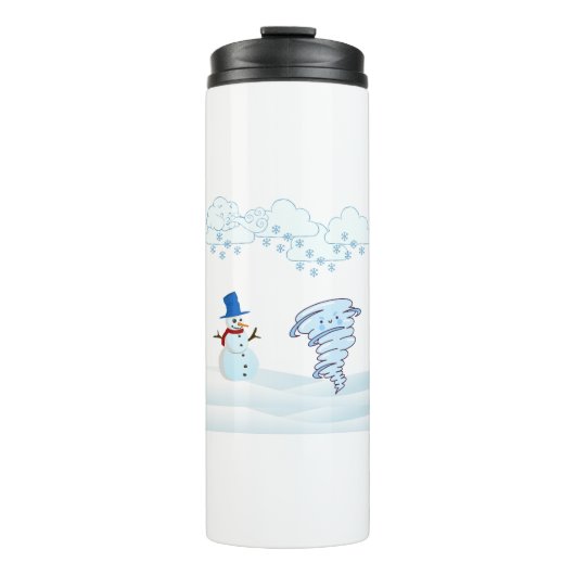 Snowman en wind in de winter thermosbeker (Voorkant)
