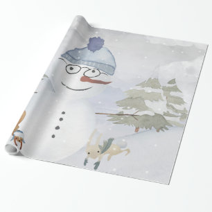 Snowman en Winter Woodland Friends Cadeaupapier