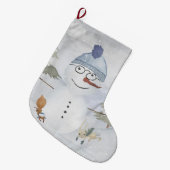 Snowman en Winter Woodland Friends Grote Kerstsok (Voorkant (Hangend))