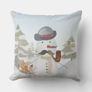 Snowman en Winter Woodland Friends Kussen