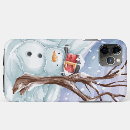 Snowman en Winterlandschap Case-Mate iPhone Case (Achterkant (horizontaal))