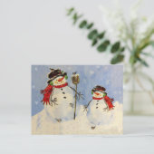 Snowman en Zoon Card Briefkaart (Staand voorkant)