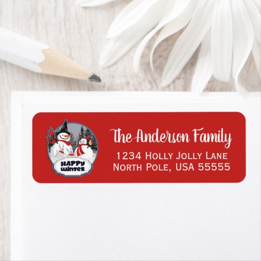 Snowman-etiket voor kerstretour etiket (Insitu)