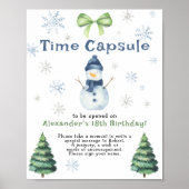 Snowman Evergreen Time Capsule 1e verjaardag Poster (Voorkant)