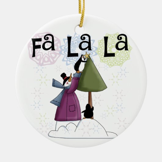 Snowman Fa La La La Kerstkeepomwille Ornament (Voorkant)