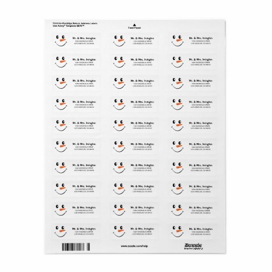 Snowman Face Address Etiket (Full Sheet)