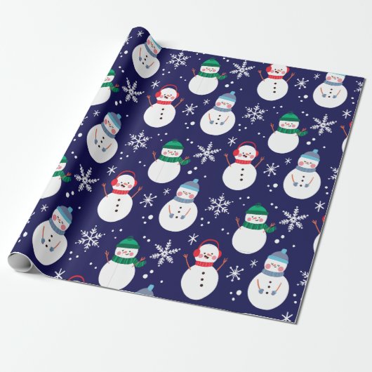 Snowman Face Background Gift Cadeaupapier (Uitgerold)