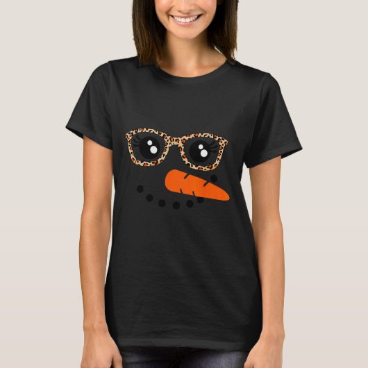 Snowman Face Carrot Nose Christmas Winter Cosplay  T-shirt (Voorkant)