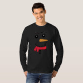 Snowman Face Carrot Nose Eyebrows Scarf Funny Chri T-shirt (Voorkant volledig)