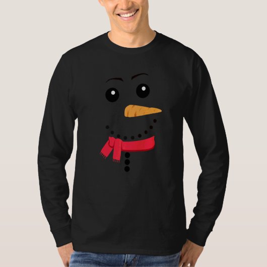 Snowman Face Carrot Nose Eyebrows Scarf Funny Chri T-shirt (Voorkant)
