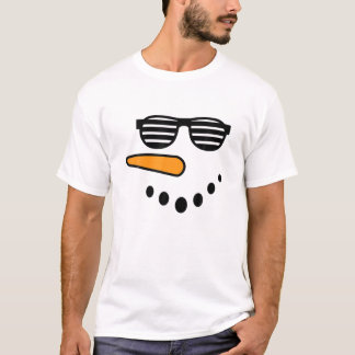 Snowman Face Carrot Nose Eyelashes Glasse voor jon T-shirt