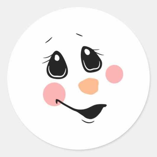 Snowman Face Classic Round Sticker (Voorkant)