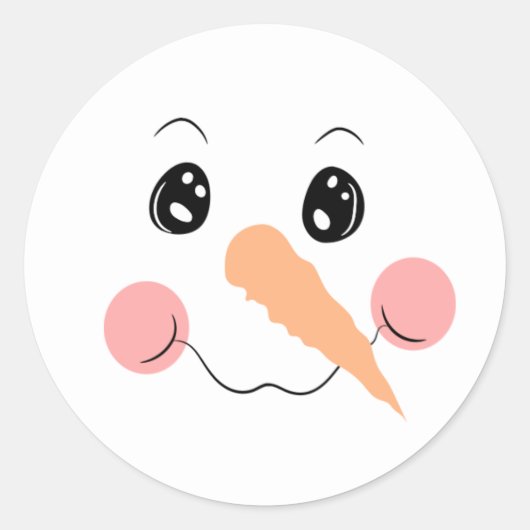 Snowman Face Classic Round Sticker (Voorkant)