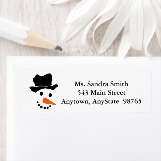 Snowman Face Design Return-adreslabels Etiket (Insitu)