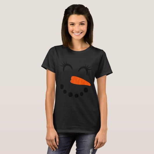 Snowman Face Eyelashes For Women Christmas Winter  T-shirt (Voorkant volledig)