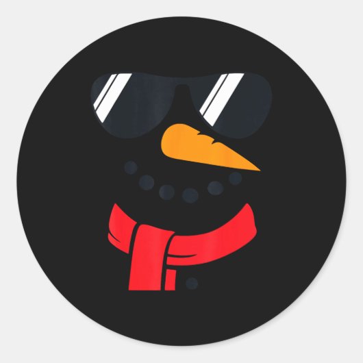 Snowman Face Family Christmas Matching Costume Men Ronde Sticker (Voorkant)