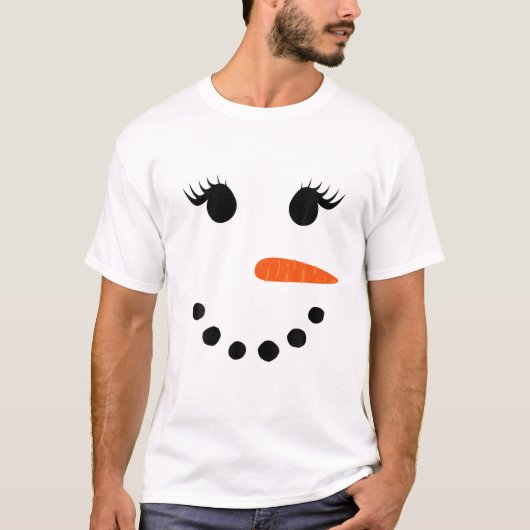 Snowman Face for Women Eyelashes Glasses Kerstmis T-shirt (Voorkant)