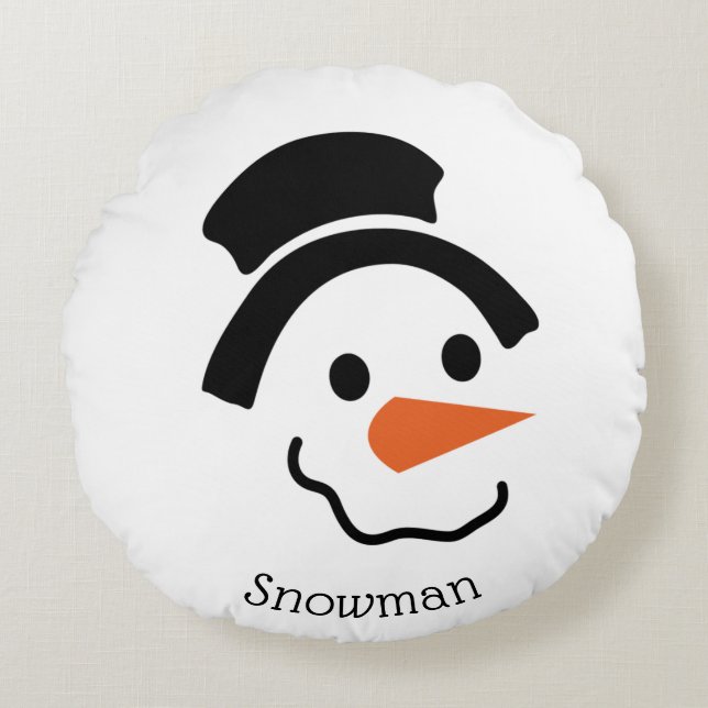 Snowman Face Hat Round Pillow Rond Kussen (Voorkant)