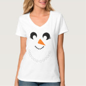 Snowman Face Kerstmis T-shirt (Voorkant)
