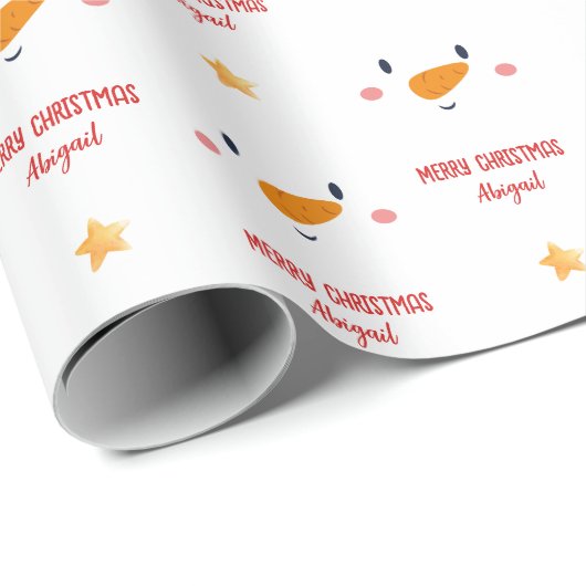 Snowman Face-kerstpapier Cadeaupapier (Rol Hoek)